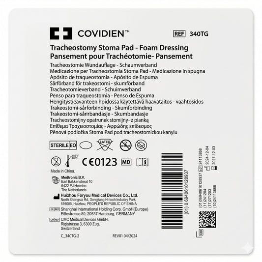 24x Covidien Tracheostomy Stoma Pad Wundauflage Schaumverband schräg geschlitzt