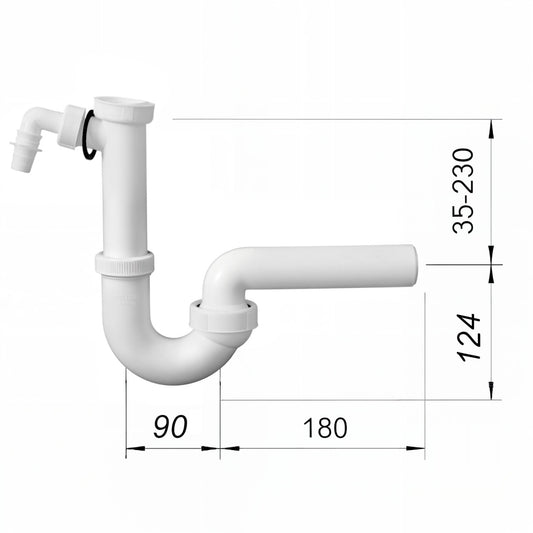 Dallmer 020215 Kugelsiphon Röhrensiphon 1 1/2 Zoll DN 40 Ablaufbogen
