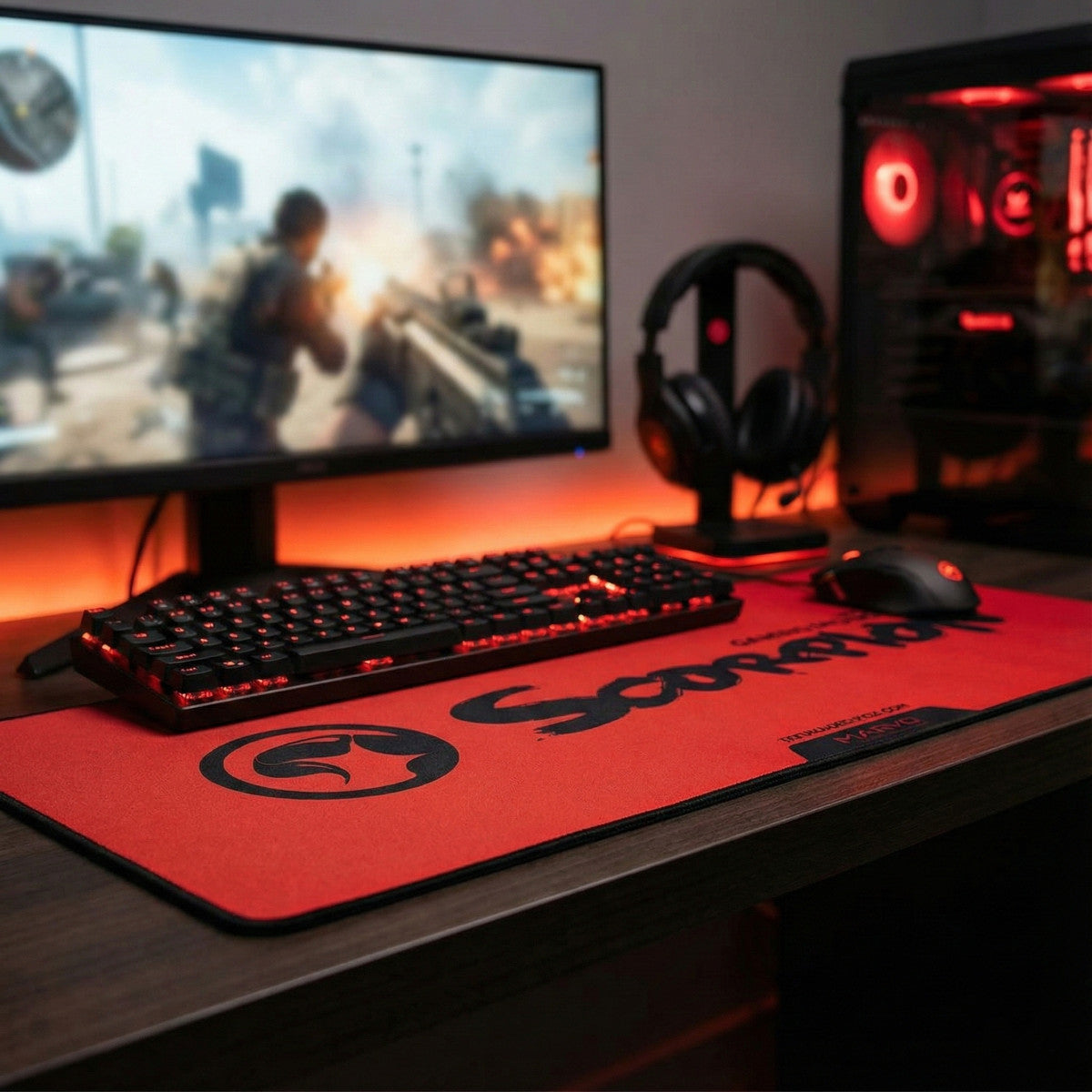 Marvo Scorpion G19RD XL Gaming Mauspad Rot Schwarz 900 x 400 x 4 mm