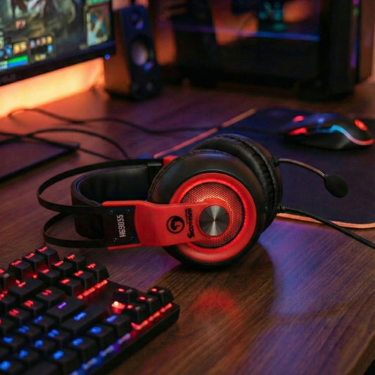 Marvo HG9035RD 7.1 USB Wired Gaming Headset Over-ear Kopfhörer Schwarz Rot