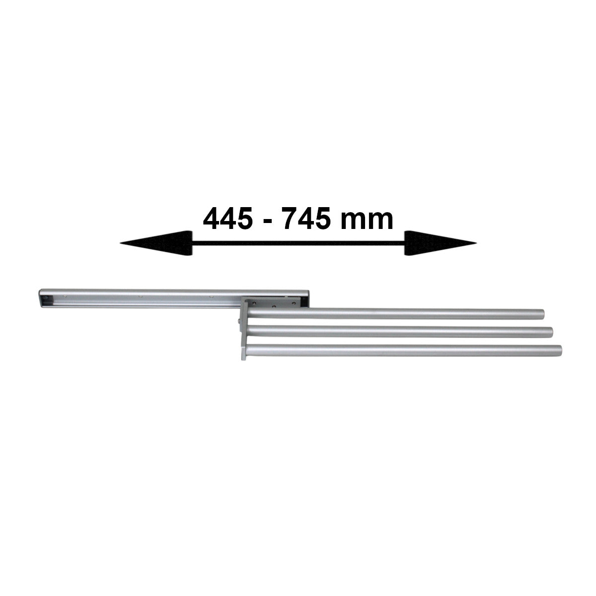 Strate Handtuchhalter 3-armig ausziehbar 445 - 745 mm Alu Silber Bad Küche