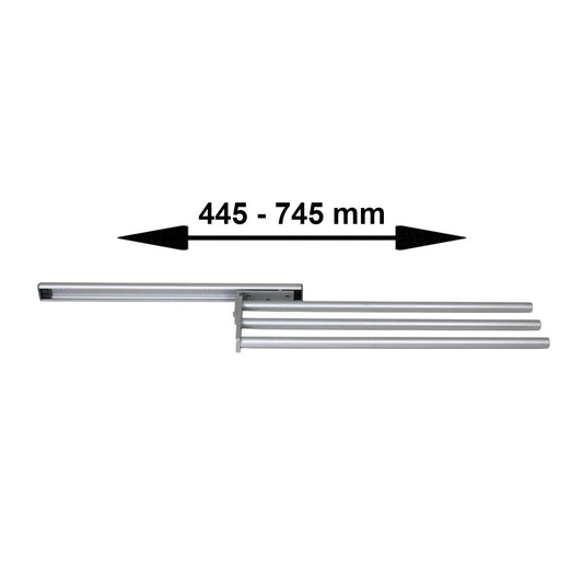 Strate Handtuchhalter 3-armig ausziehbar 445 - 745 mm Alu Silber Bad Küche