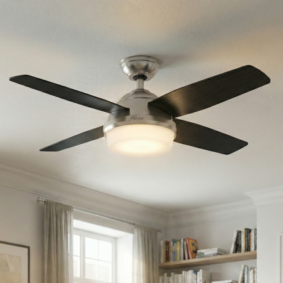 Hunter 50628 Dante Deckenventilator Licht 112 cm Nickel Dunkelbraun Fernbed.