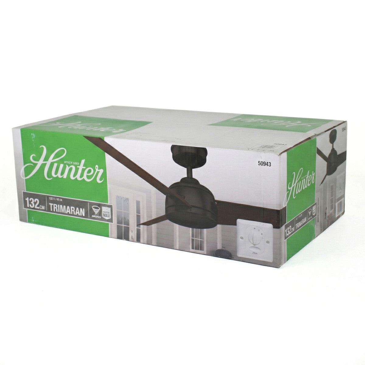 Hunter 50943 Trimaran Outdoor Deckenventilator Wandschalter Braun Bronze 132 cm