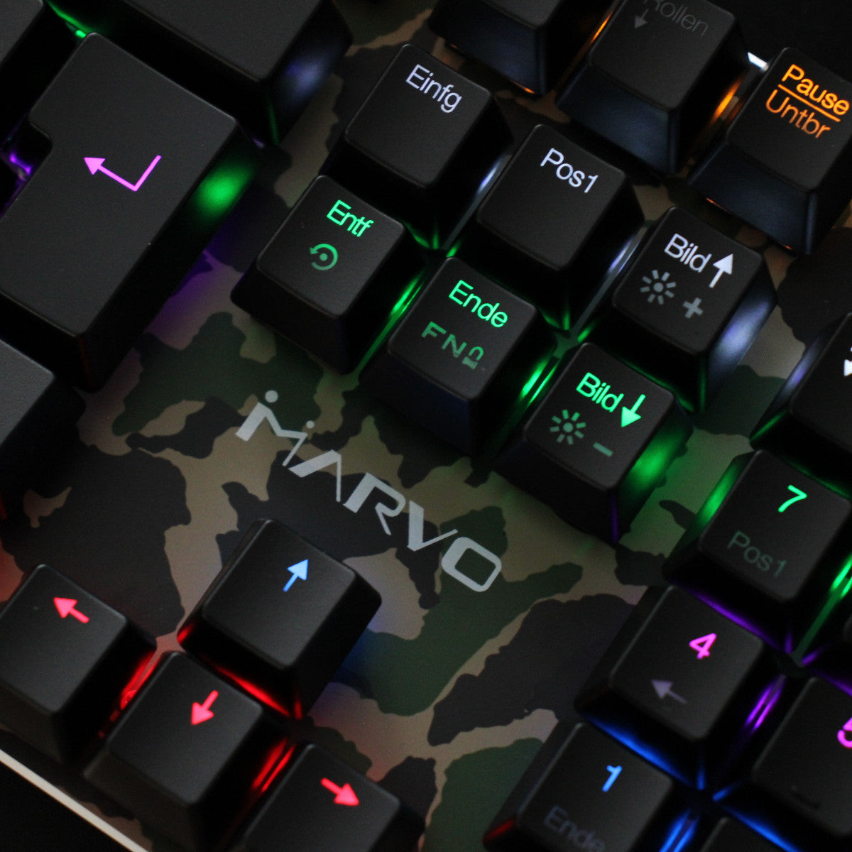 Marvo Scorpion KM435DE Camouflage mechanische Tastatur Kailh Red + Maus RGB USB
