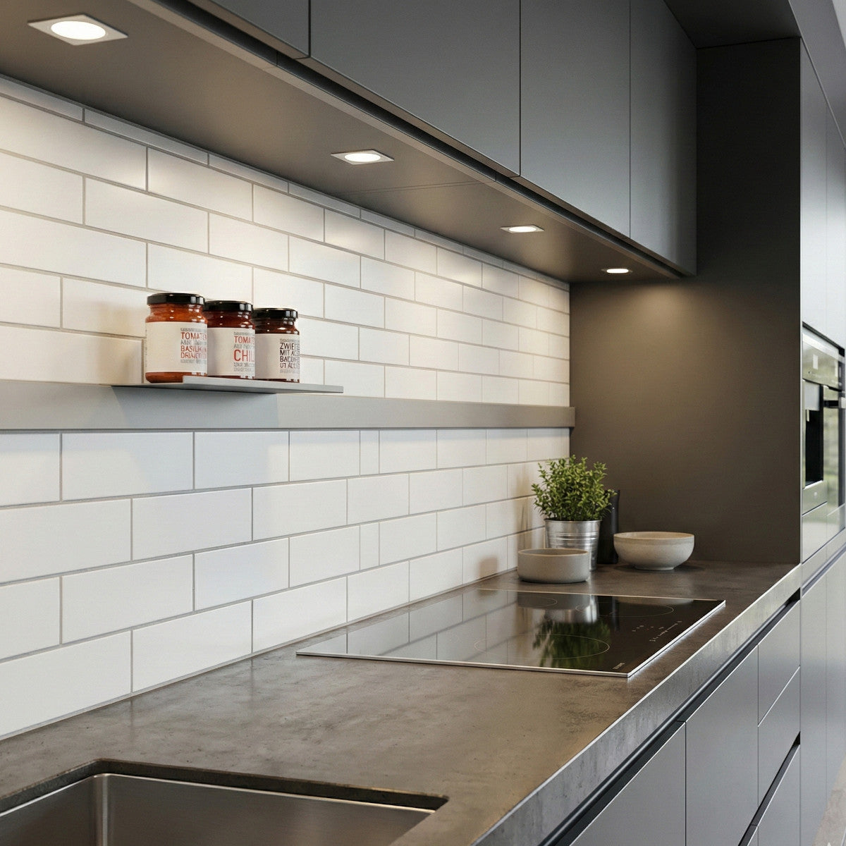 Kesseböhmer Linero MosaiQ obere Ablage M 350 x 8 x 107 mm in Titan Grau Mikrostruktur