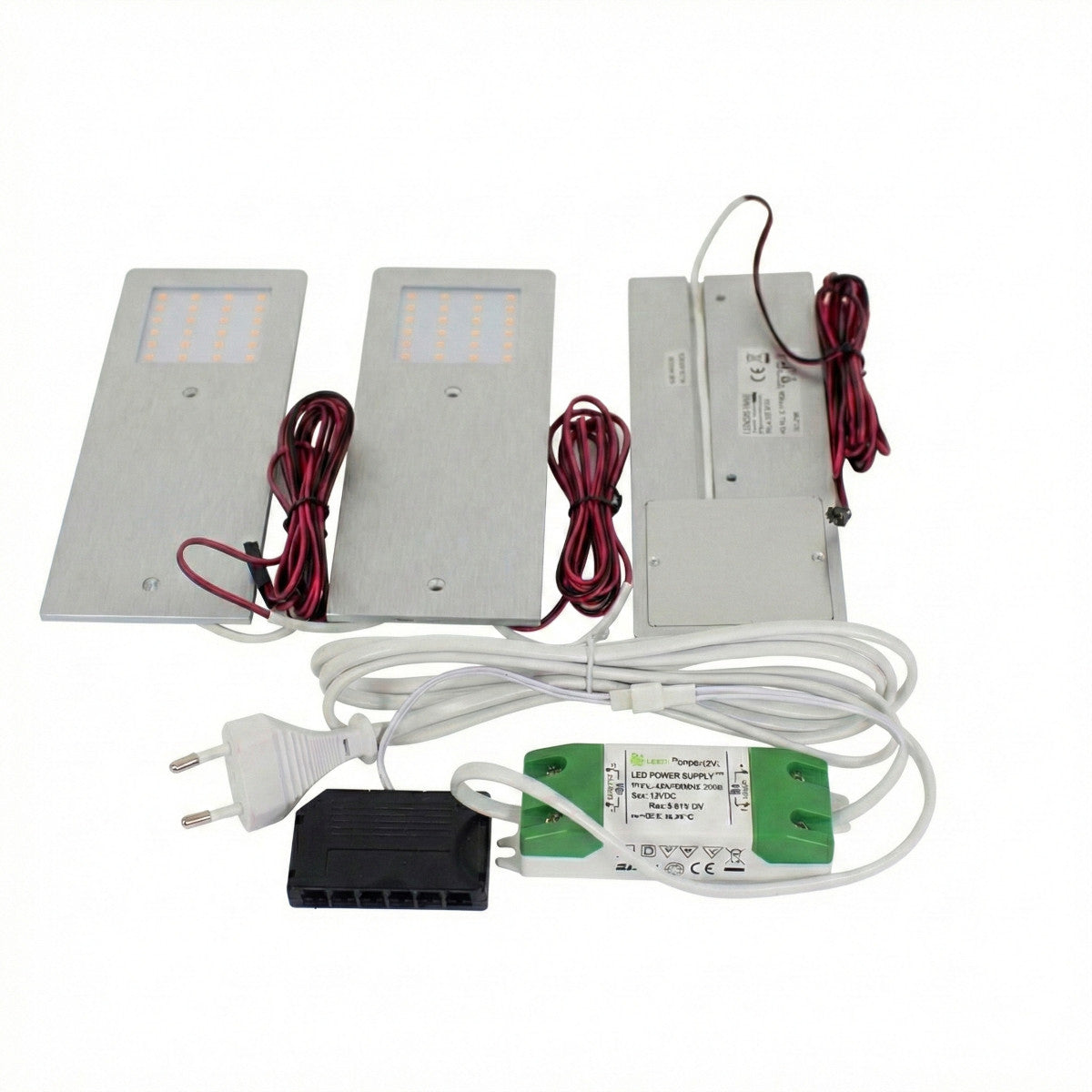 Loevschall Stella Kit Alu 3er Set LED Unterbauleuchte Küchenleuchte 4W mit Trafo