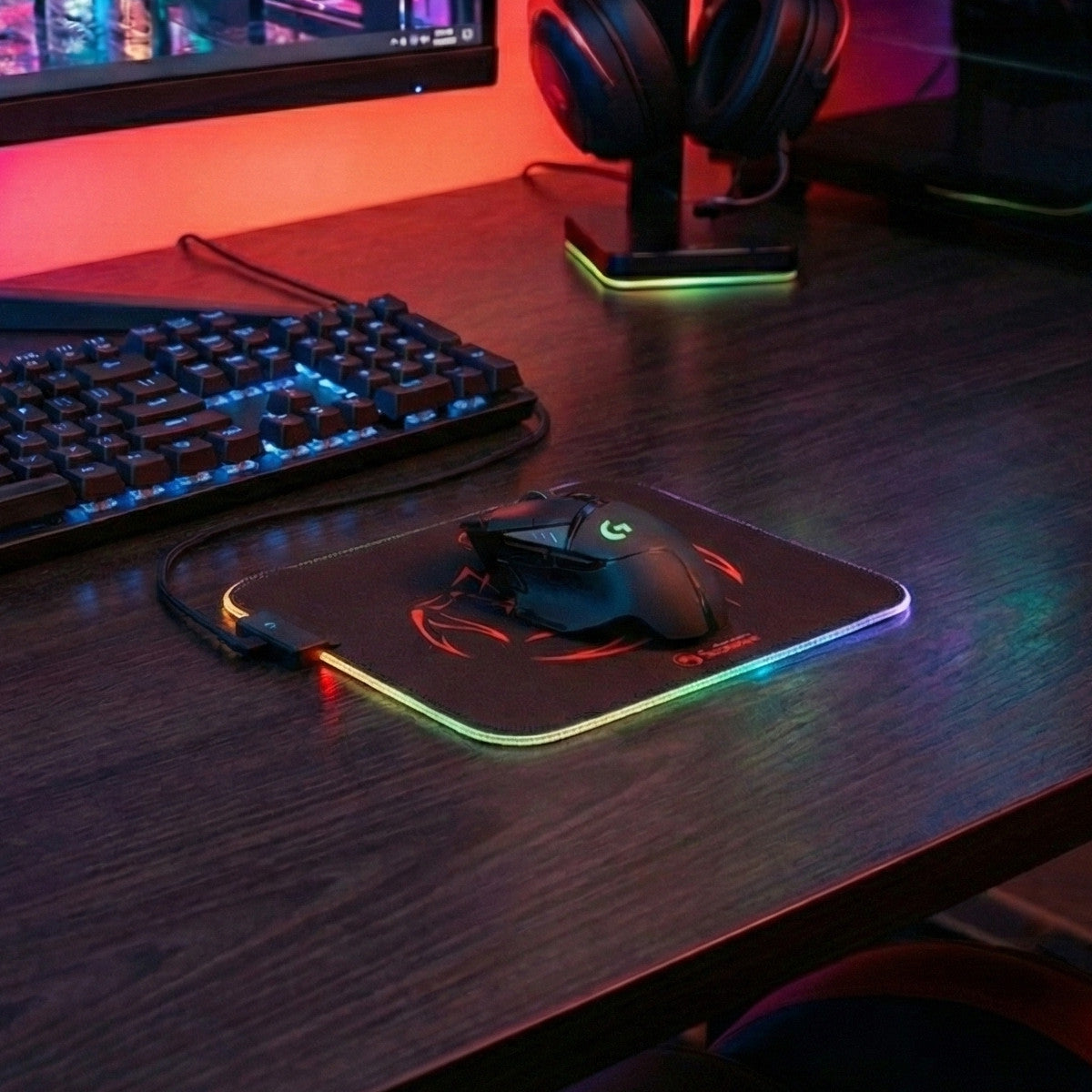 Marvo MG08 Scorpion Gaming RGB Mauspad 350 x 250 x 3 mm USB 35 x 25 cm