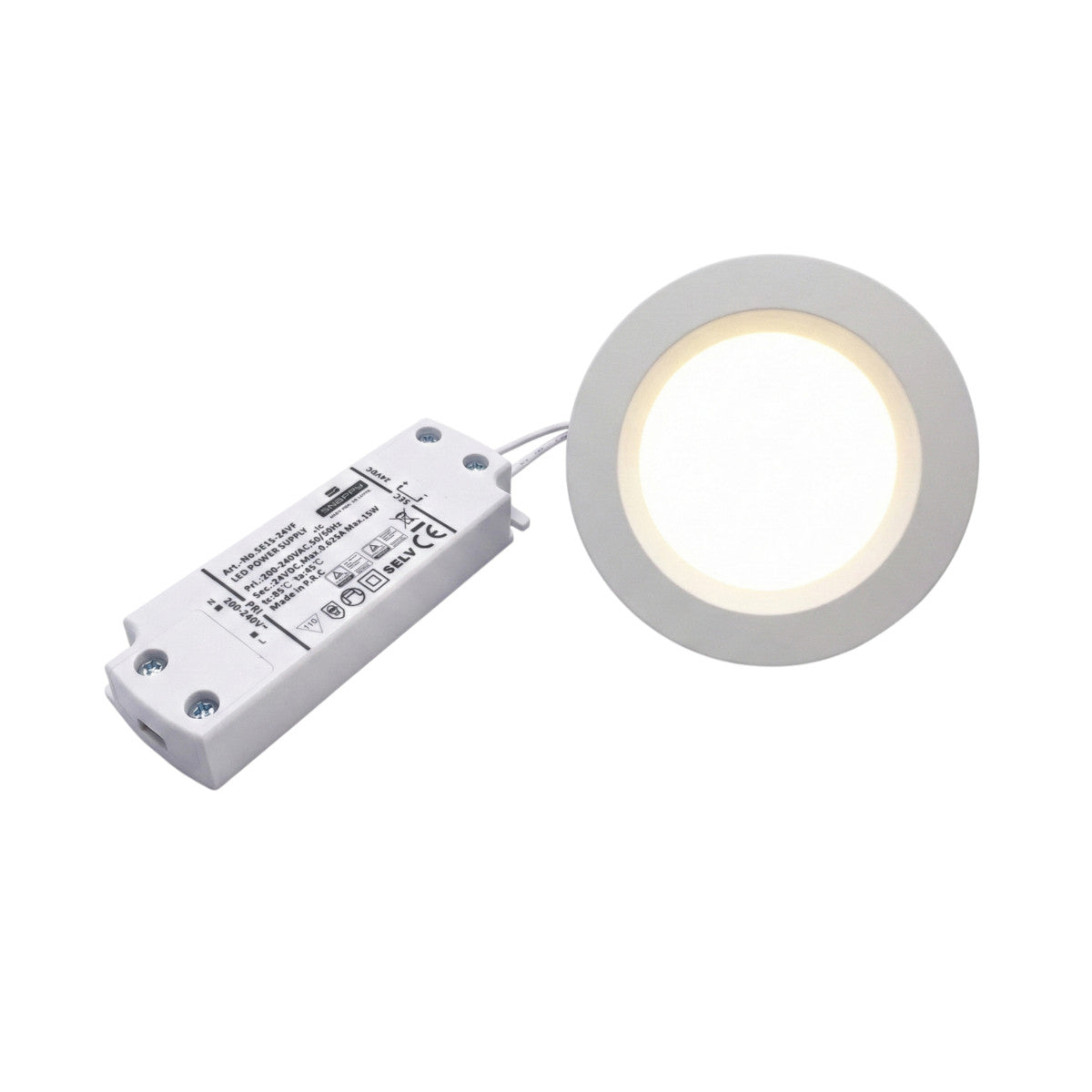 Set Cabin Denmark 5586WH 24V LED Strahler 6W Warmweiß 3000K + Netzteil SE15-24VF