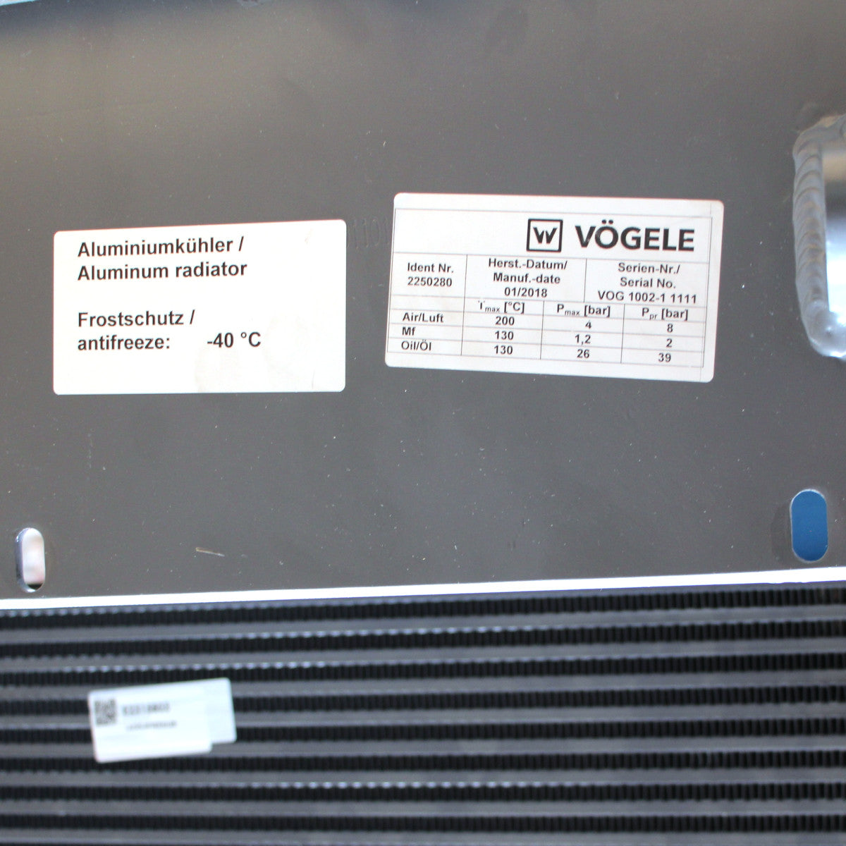 Vögele 2315803 Ladeluftkühler Kühler 10-9999 für SUPER 1800-3 1800-3i
