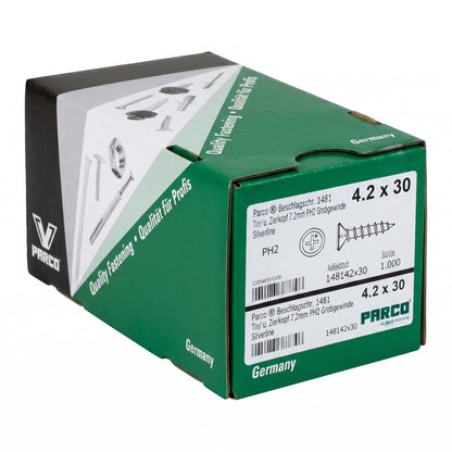 1000 Stück PARCO 1481 Beschlagschraube Kreuzschlitz Schrauben 4,2 x 30 mm