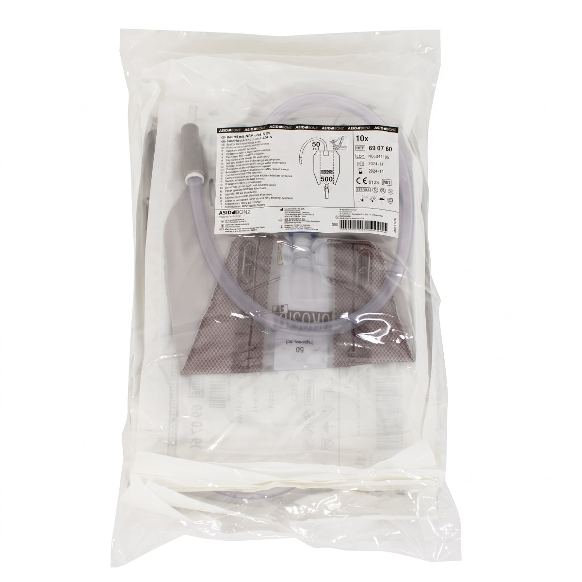 10x ASID BONZ UROSID Beinbeutel mit NRV 500 ml Schlauchlänge 50 cm 690760