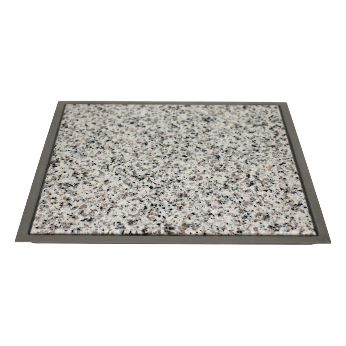 Ideenreich Granitfeld Bianco Cristall 250x250 mm Einbau Arbeitsplatte Edelstahlrahmen