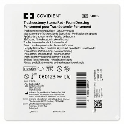 24x Covidien Tracheostomy Stoma Pad Wundauflage Schaumverband schräg geschlitzt