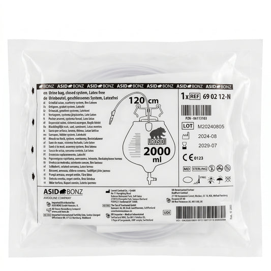 25x ASID BONZ UROSID 2000 S Urinbeutel 2.000 ml Schlauchlänge 120 cm 690212-N