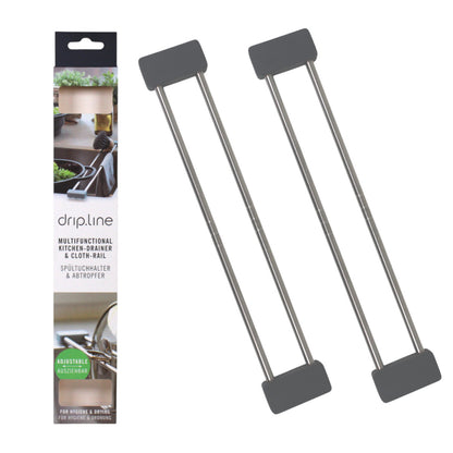 2er Set drip.line Spültuchhalter Abtropfhilfe Multitool Organizer ausziehbar