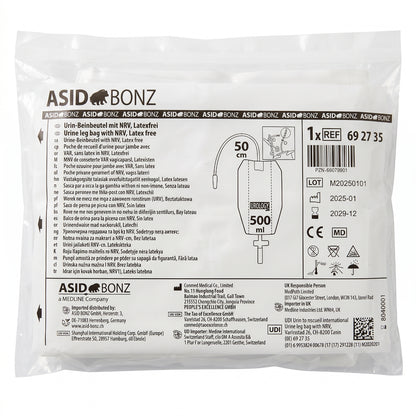 30x ASID BONZ UROSID Beinbeutel mit NRV 500 ml Schlauchlänge 50 cm 692735