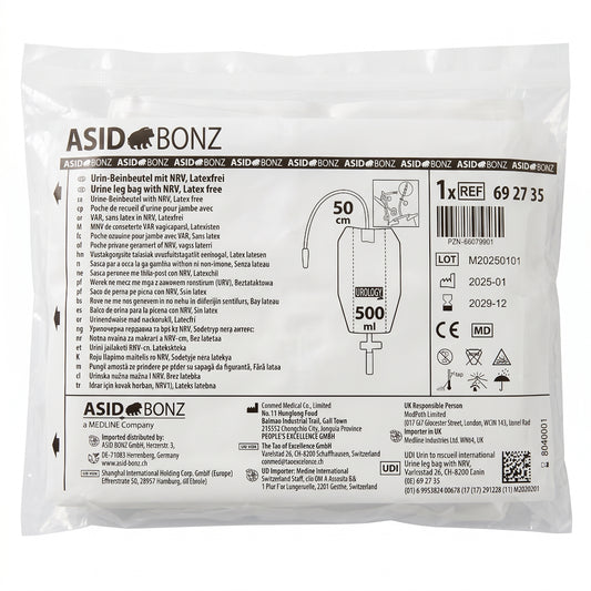 30x ASID BONZ UROSID Beinbeutel mit NRV 500 ml Schlauchlänge 50 cm 692735