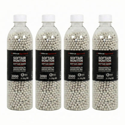 4 x 3000 Stk Ultrasport Softair Airsoft Kugeln 0,20 g BB 6 mm Weiß Hochglanz BBs