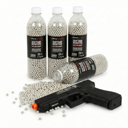 4 x 3000 Stk Ultrasport Softair Airsoft Kugeln 0,25 g BB 6 mm Weiß Hochglanz BBs