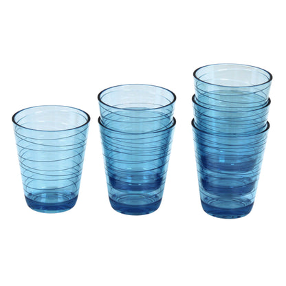 6 Stück Brunner Onda Dolomit Camping Trinkglas Glas 300 ml blau transparent Set