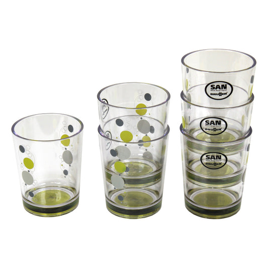 6er Set Brunner Multiglas SAN Trinkglas Glas Becher 300 ml bruchsicher stapelbar