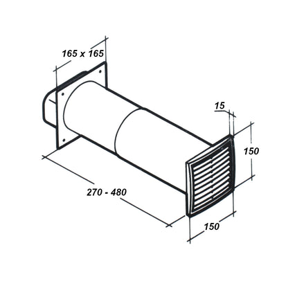 Airtec N37057 Teleskop Rundrohmauerkasten mit RSK 150 x 70 Mauerkasten Braun