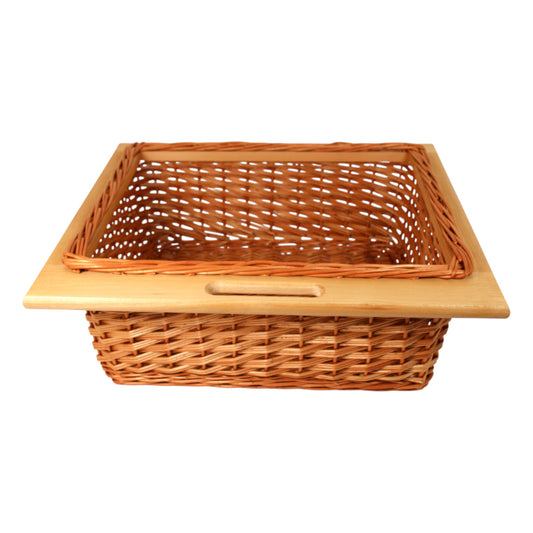 Ausziehbare Weidenkorb Aufbewahrungskorb Schrankkorb aus Rattan in 52x50x21 cm