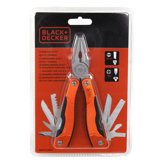 Black + Decker BDHT0-28110 12 in 1 Multitool Edelstahl Zange Säge Messer Öffner