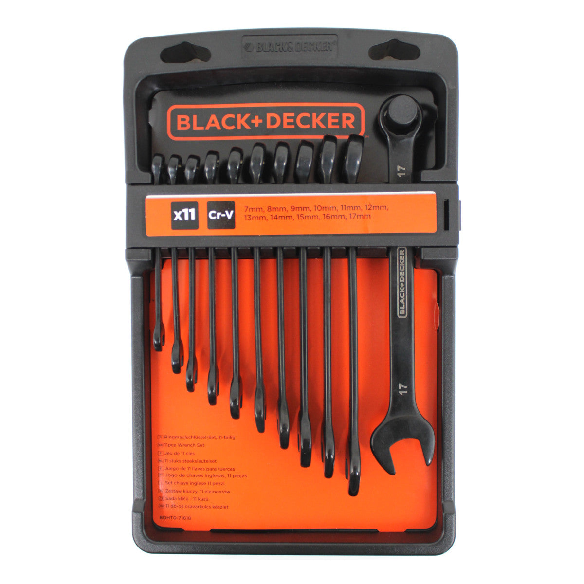 Black & Decker Ringmaulschlüssel Set 11-teilig 7 mm bis 17 mm Stahl Cr-V schwarz
