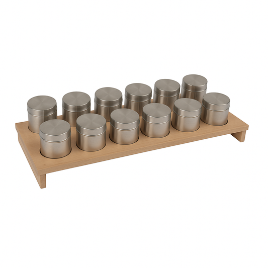 Gewürzschrank Gewürzdosenhalter für Schubladen Holz Ø 60 mm Gewürzdosen 45x19cm