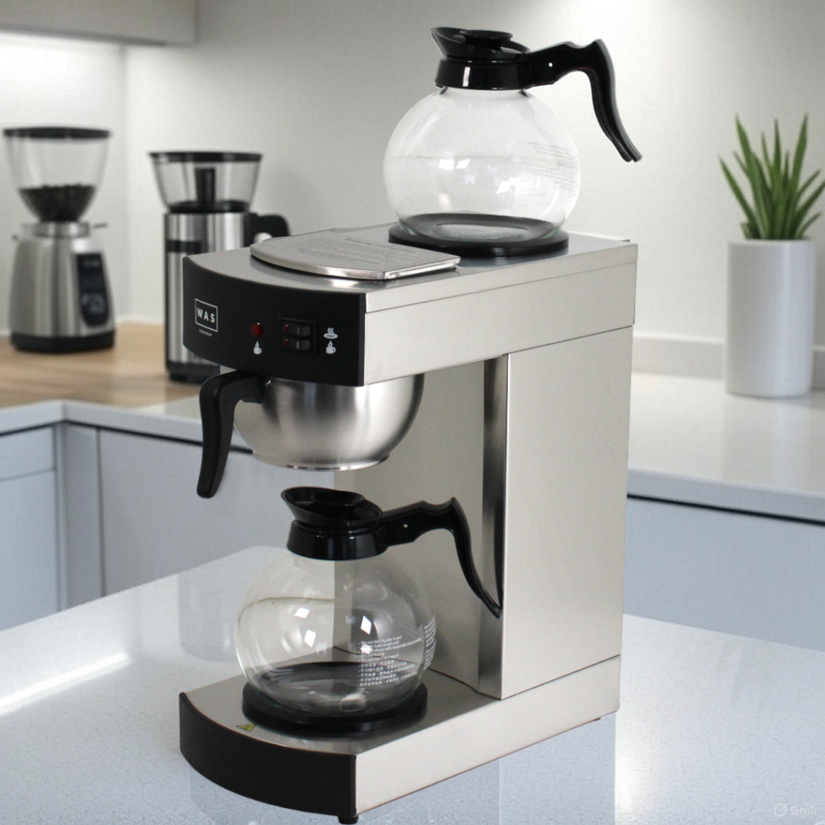 WAS Germany Filter Kaffeemaschine 1,8L Edelstahl 2 Kaffeekannen Warmhalteplatte