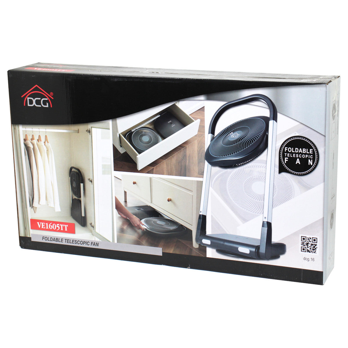 DCG VE1605TT Teleskopventilator faltbar Ventilator Fernbedienung Timer ⌀ 25,4 cm