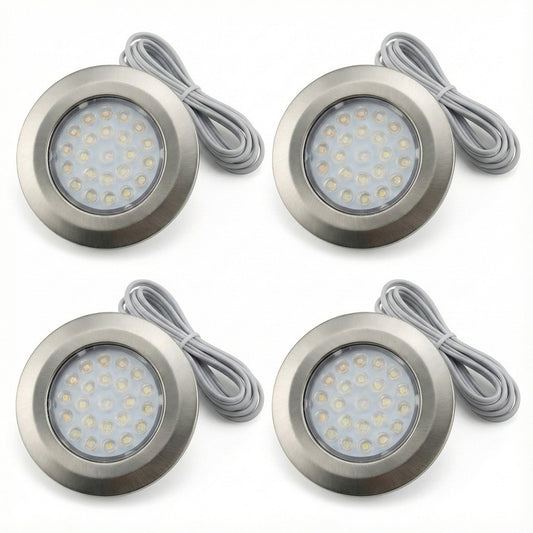 Domus Line 4er Set Morpho LED-Einbauleuchten 4x1,7W Edelstahloptik Aufbaustrahler