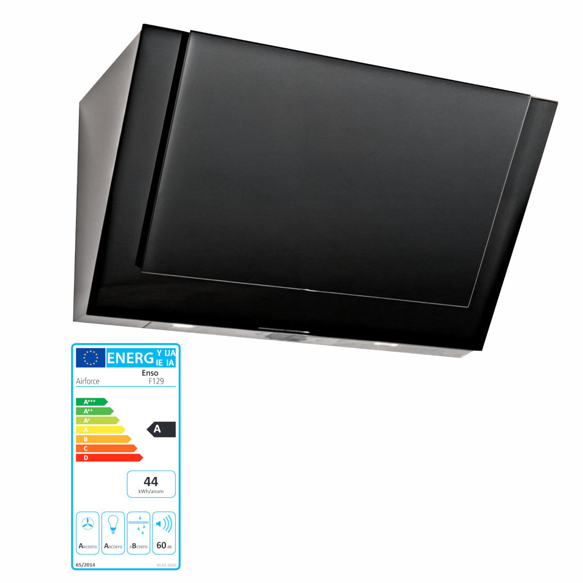 Airforce F129 A ENSO ECO 90 cm BK Kopffreihaube Umluftversion ohne Kamin Schwarz