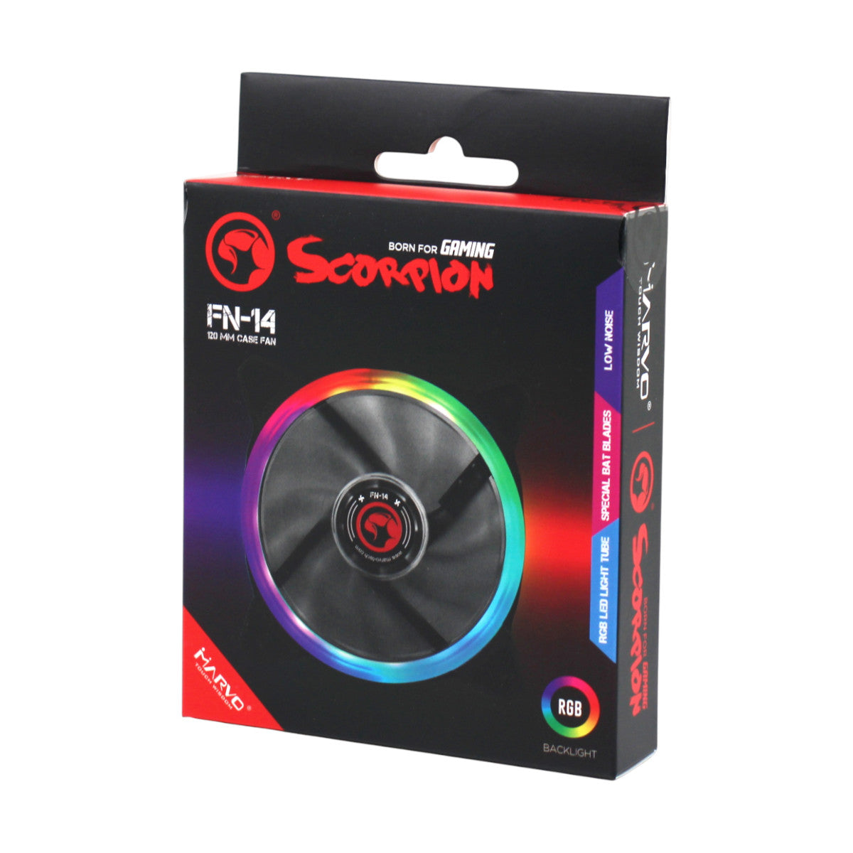Marvo FN-14 RGB Gehäuseluefter 120 mm LED 12V 1100 RPM PC Fan 30,81 CFM