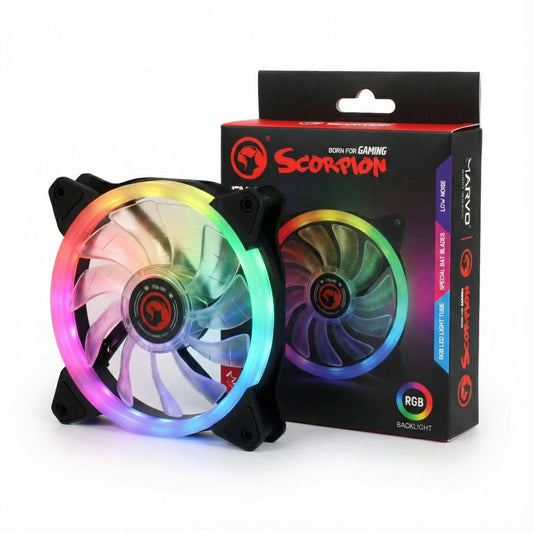 Marvo FN-14 RGB Gehäuseluefter 120 mm LED 12V 1100 RPM PC Fan 30,81 CFM