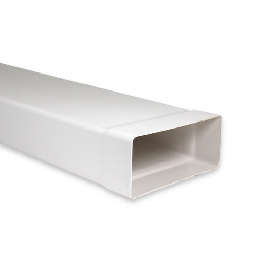 1m Flachkanal mit Muffe 220 x 90 mm Vierkantrohr Rohr Abluft Küche PVC Weiß
