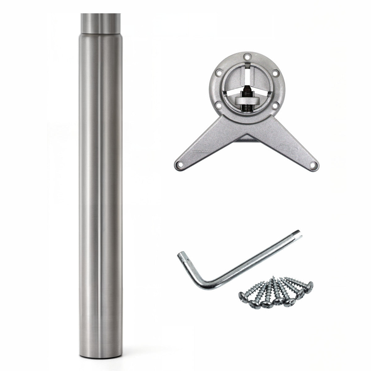 Camar Isola 90 Tischbein höhenverstellbar Ø 90 mm Metall Silber matt 880 - 1080 mm