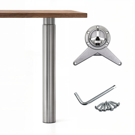 Camar Isola 90 Tischbein höhenverstellbar Ø 80 mm Metall Silber matt 700-900 mm