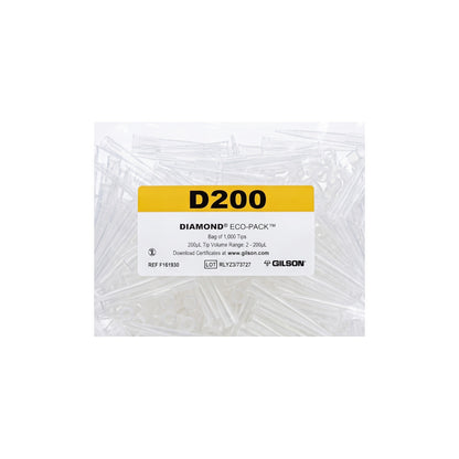 Gilson D200 Pipettenspitzen Diamond Eco Pack 1000 Tips Volumenbereich 2-200 µL