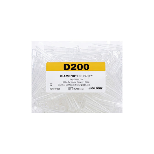Gilson D200 Pipettenspitzen Diamond Eco Pack 1000 Tips Volumenbereich 2-200 µL