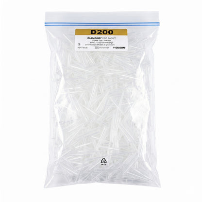 Gilson D200 Pipettenspitzen Diamond Eco Pack 1000 Tips Volumenbereich 2-200 µL