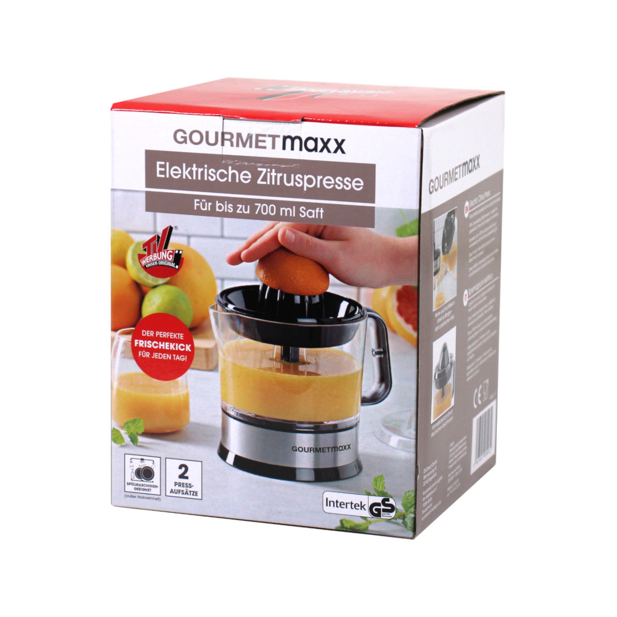 Gourmetmaxx elektrische Zitruspresse Saftpresser Entsafter Orangenpresse 700 ml
