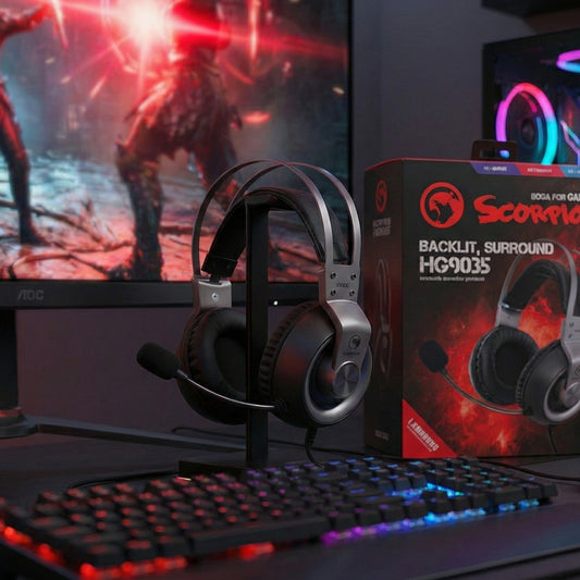Marvo HG9035GY 7.1 USB Wired Gaming Headset Over-ear Kopfhörer Schwarz Grau