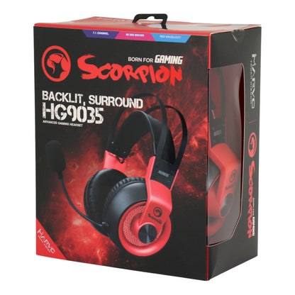 Marvo HG9035RD 7.1 USB Wired Gaming Headset Over-ear Kopfhörer Schwarz Rot