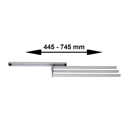 Strate Handtuchhalter 3-armig ausziehbar 445 - 745 mm Alu Silber Bad Küche