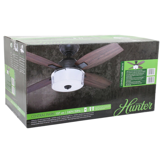 Hunter 50618 Central Park Deckenventilator Beleuchtung Wandschalter 107 cm Braun