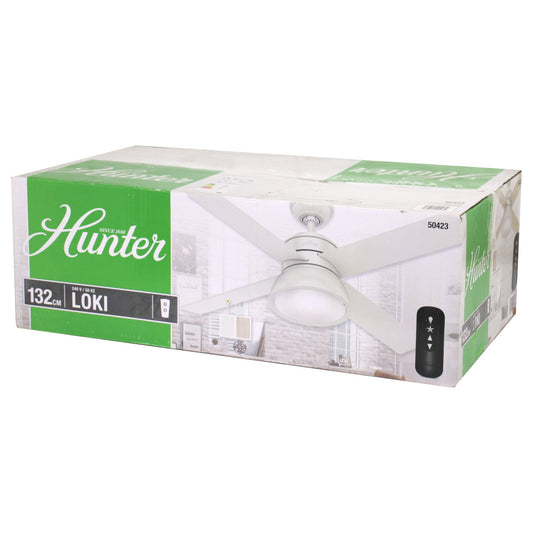 Hunter 50423 Loki Deckenventilator Beleuchtung Fernbedienung Weiß Eiche hell 132 cm