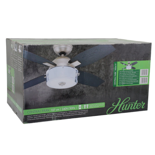 Hunter 50619 Central Park Deckenventilator Beleuchtung Wandschalter 107 cm Zinn